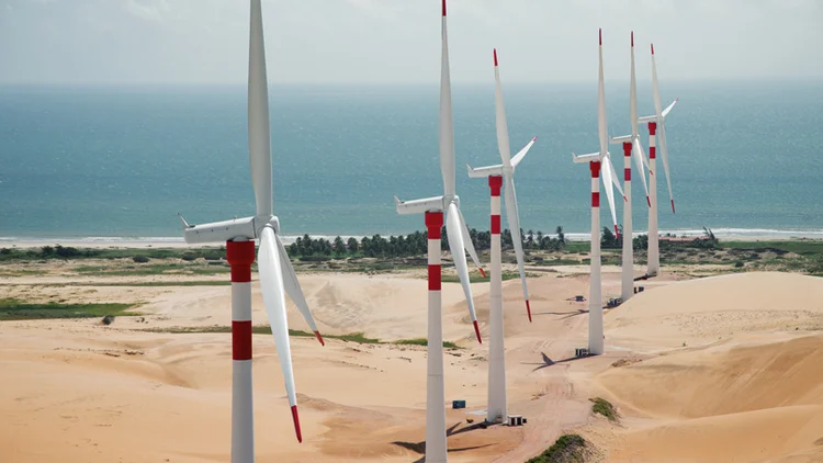 Parque eólico em Trairi, no Ceará: até 2020, os ventos podem se tornar a segunda principal fonte da matriz brasileira (Divulgação)