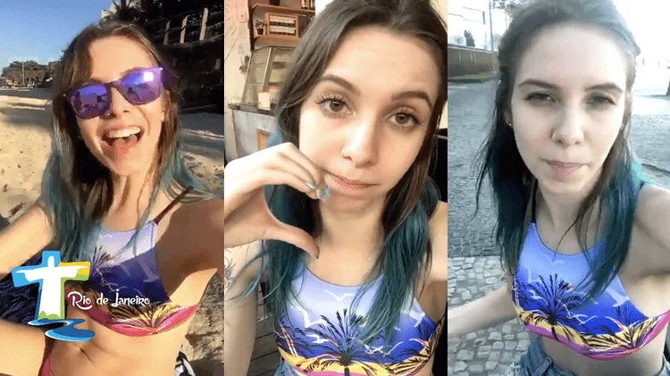Vlogueira Gabbie Fadel no Snapchat do HuffPost Brasil: influenciadora foi uma das convidadas para o projeto "100% Carioca" feito pelo estúdio Abril Branded Content para PayPal (Reprodução/Snapchat)