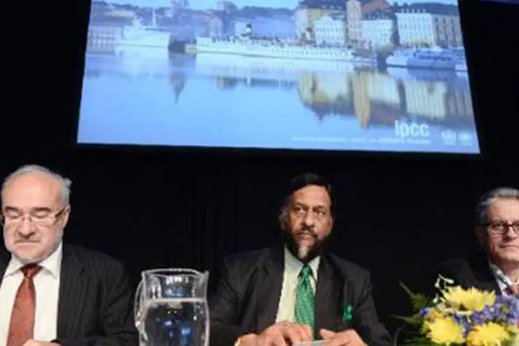 O IPCC apresenta seu relatório sobre mudanças climáticas, em Estocolmo (Jonathan Nackstrand/AFP)