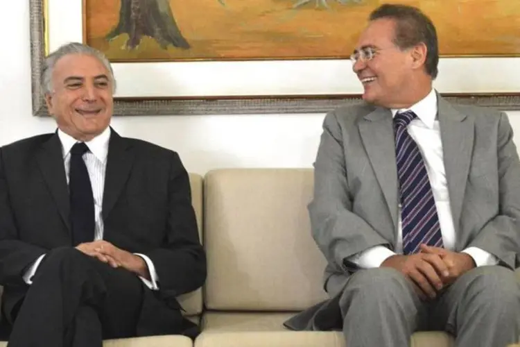 
	Michel Temer e Renan Calheiros: a exatamente uma semana do impeachment, interino e presidente do Senado viajam juntos
 (Agência Brasil/Antonio Cruz)