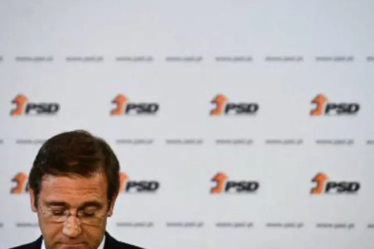 
	O primeiro-ministro portugu&ecirc;s, Pedro Passos Coelho: a coaliz&atilde;o de Passos Coelho ganhou a maioria dos votos na elei&ccedil;&atilde;o geral de 4 de outubro
 (AFP)