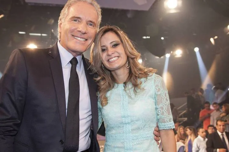 Roberto Justus e Renata Tolentino durante a final do programa O Aprendiz (Edu Moraes)