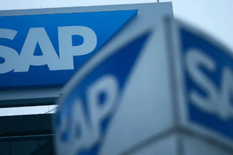 
	Logo da SAP: David Marchand, &nbsp;teria tido acesso a informa&ccedil;&otilde;es confidenciais sobre o interesse da SAP em comprar as empresas SuccessFactors e Ariba
 (Ralph Orlowski/Bloomberg)
