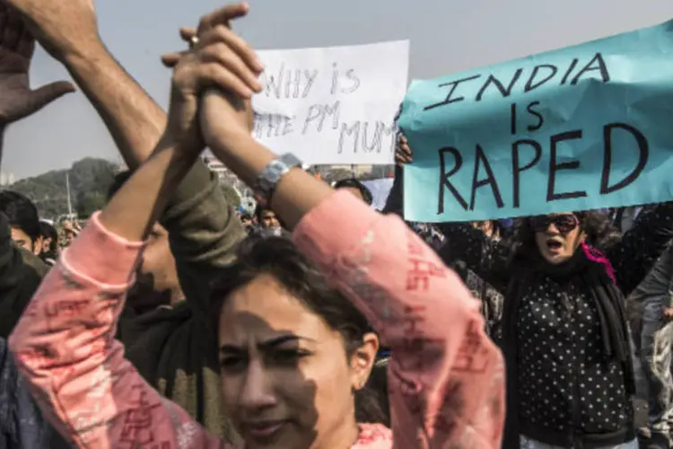 Manifestantes protestam em Nova Dhéli contra a violência sexual na Índia (Daniel Berehulak/Getty Images)