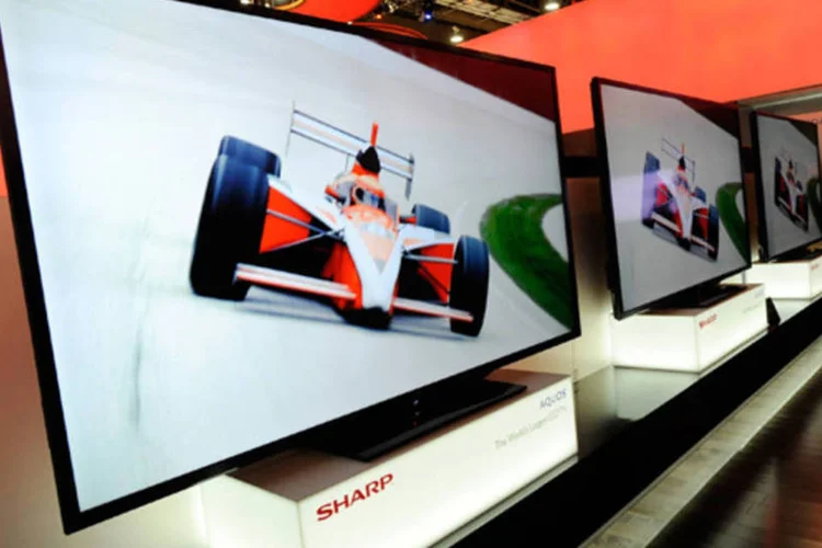 
	Televisores de LED da Sharp: as a&ccedil;&otilde;es do abatido grupo japon&ecirc;s dispararam mais de 20 por cento
 (David Becker/Getty Images)