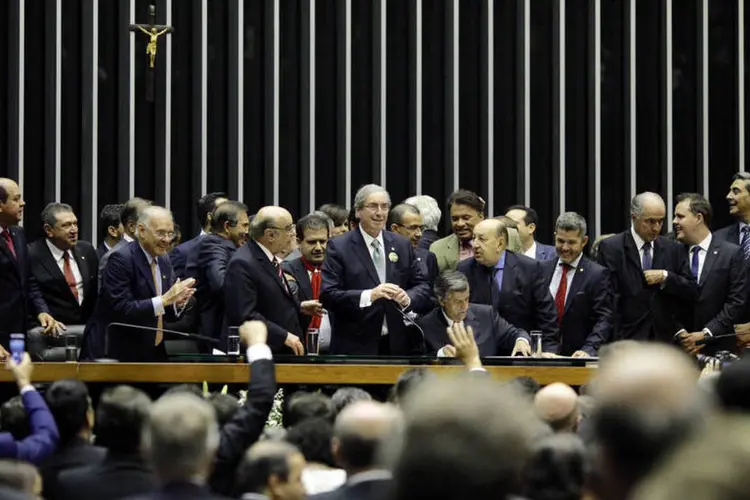 Eduardo Cunha comemora vitória na eleição para a presidência da Câmara dos Deputados (PMDB/Divulgação/Flickr)
