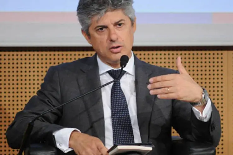 
	Marco Patuano, CEO da Telecom Italia, durante confer&ecirc;ncia de imprensa em Mil&atilde;o, It&aacute;lia
 (Marco Tacca/Getty Images)