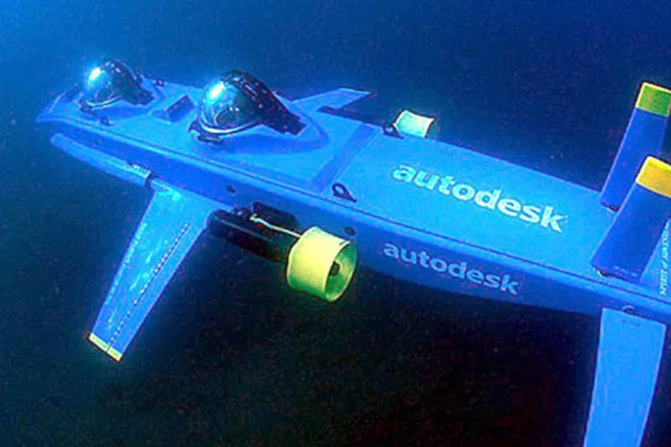 Deep Flight Aviator, um submarino projetado para voar debaixo d'água. é visto durante uma missão de teste (Hawkes Ocean Technologies/Getty Images)