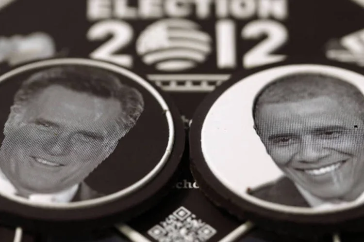 
	Chocolates com os rostos de Romney e Obama: &eacute; poss&iacute;vel encontrar quase qualquer tipo de objeto com uma superf&iacute;cie onde se possa imprimir o rosto dos candidatos
 (Christian Hartmann/AFP)