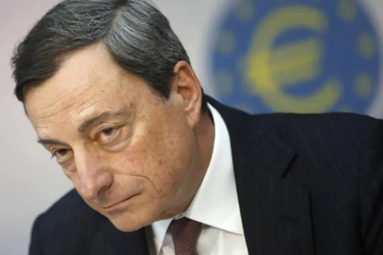 
	Presidente do BCE, Mario Draghi: logo ap&oacute;s an&uacute;ncio de corte de 0,25 pontos-base na taxa de juros, mercados operaram com ganhos s&oacute;lidos nos preg&otilde;es
 (Lisi Niesner/Reuters)