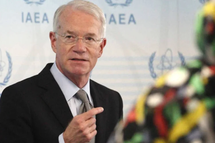 Embaixador dos Estados Unidos na Agência Internacional de Energia Atômica (AIEA), Joseph Macmanus, discursa durante encontro em Viena, na Áustria  (Heinz-Peter Bader/Reuters)