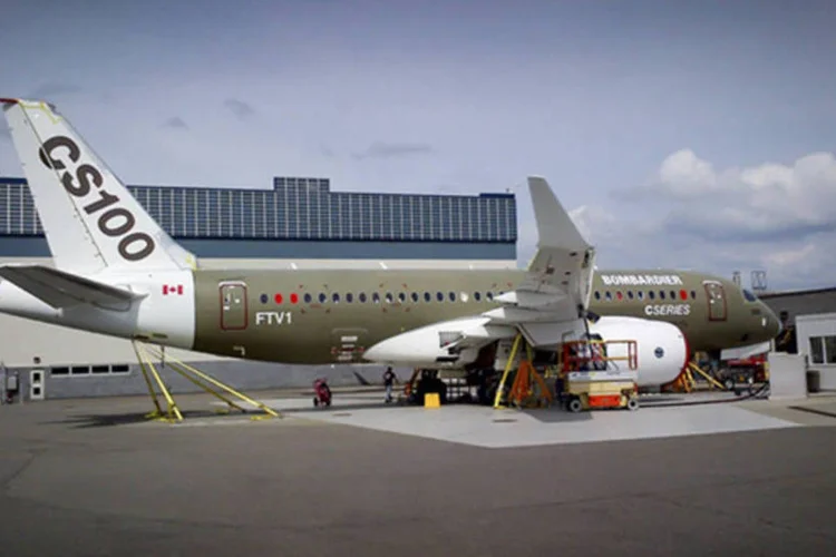 Novo avião Cseries da Bombardier em Mirabel: modelo de corredor único é a aposta no lucrativo segmento de 100 a 149 assentos (Divulgação/Bombardier)
