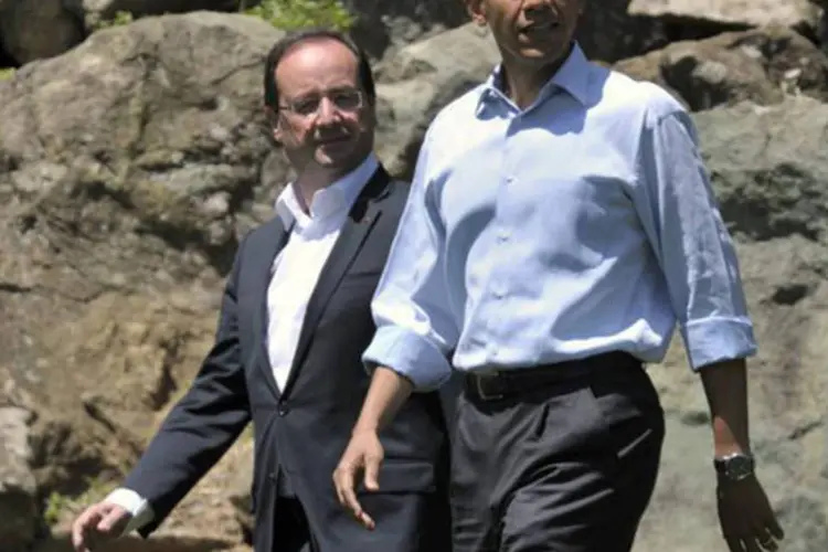 
	Hollande e Obama: os dois tamb&eacute;m citam suas posi&ccedil;&otilde;es sobre o Ir&atilde; e a S&iacute;ria
 (Philippe Wojazer/Reuters)