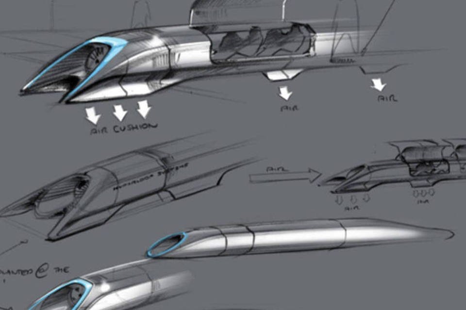 Esboços do sistema de transporte Hyperloop, proposto pelo bilionário Elon Musk (Nick Kincade/Tesla Motors/Divulgação via Reuters)