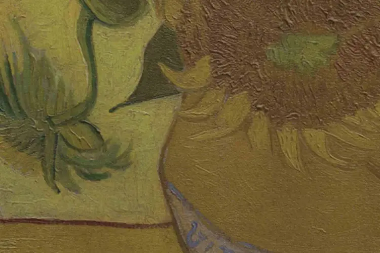 Detalhe de da cópia da obra "Sunflowers" de Vincent Van Gogh em uma foto de divulgação do Museu Van Gogh em Amsterdam (Detail of Relievo Sunflowers. Van Gogh Museum Amsterdam/Divulgação via Reuters)
