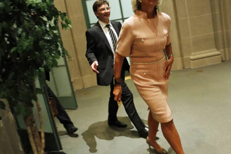 Diretora-gerente do Fundo Monetário Internacional, Christine Lagarde, após participar de uma reunião na Câmera de Comércio dos EUA em Washington (Jonathan Ernst/Reuters)