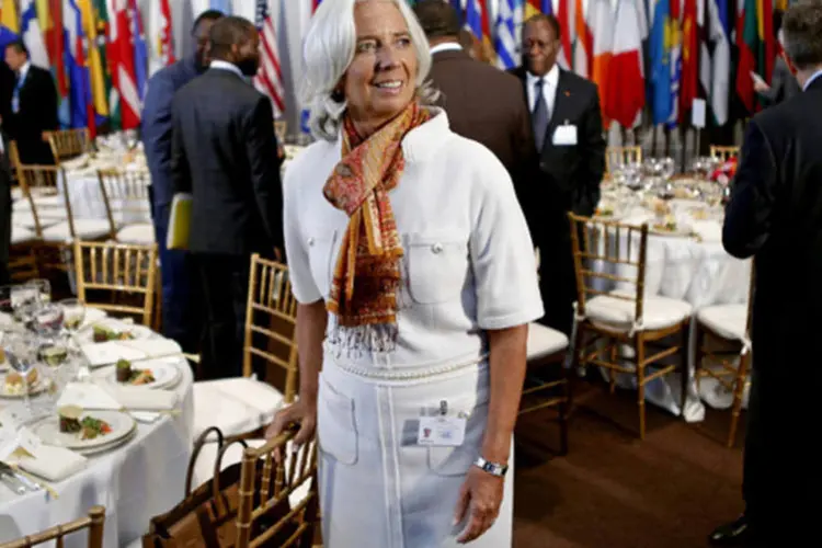 Christine Lagarde, diretora-gerente do FMI, durante almoço da Assembleia Geral da ONU em Nova York (Kevin Lamarque/Reuters)
