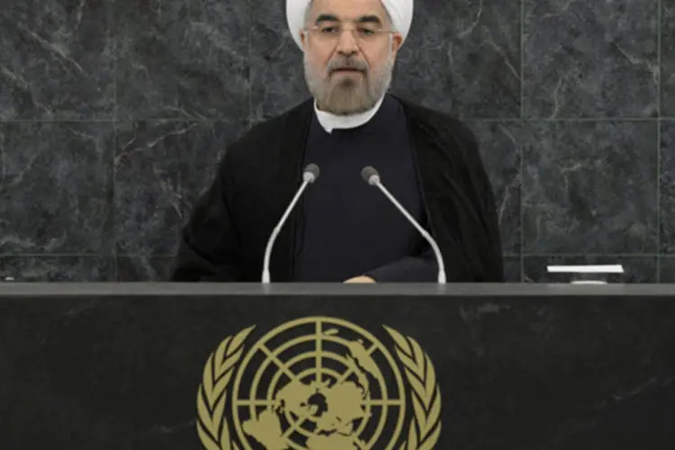 Hassan Rouhani, presidente do Irã, discursa durante a 68ª Assembleia Geral na sede da ONU, em Nova York (Brendan McDermid/Reuters)