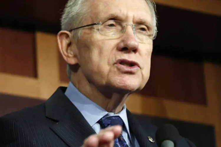 
	L&iacute;der da maioria no Senado dos Estados Unidos, Harry Reid, durante coletiva de imprensa, em Washington
 (Jonathan Ernst/Reuters)