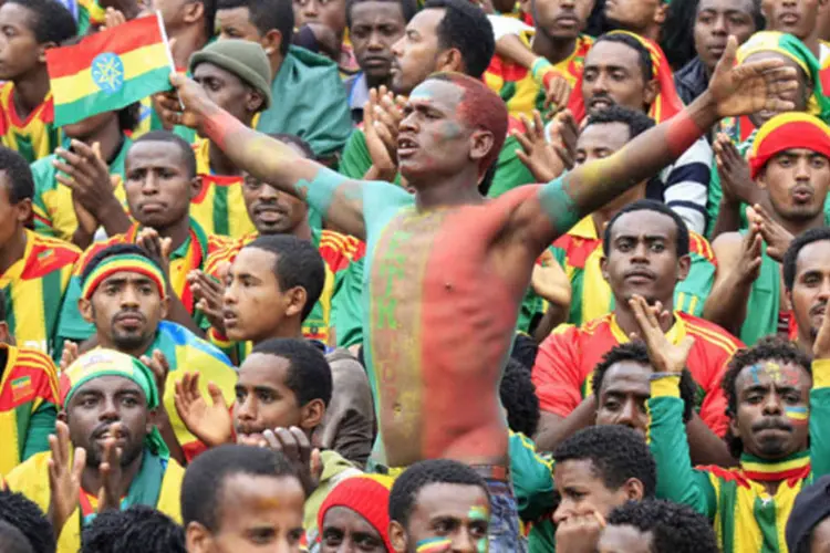 Torcedor da Etiópia durante partida contra a Nigéria nas Eliminatórias da Copa: militantes planejavam atentado contra o jogo (Tiksa Negeri/Reuters)