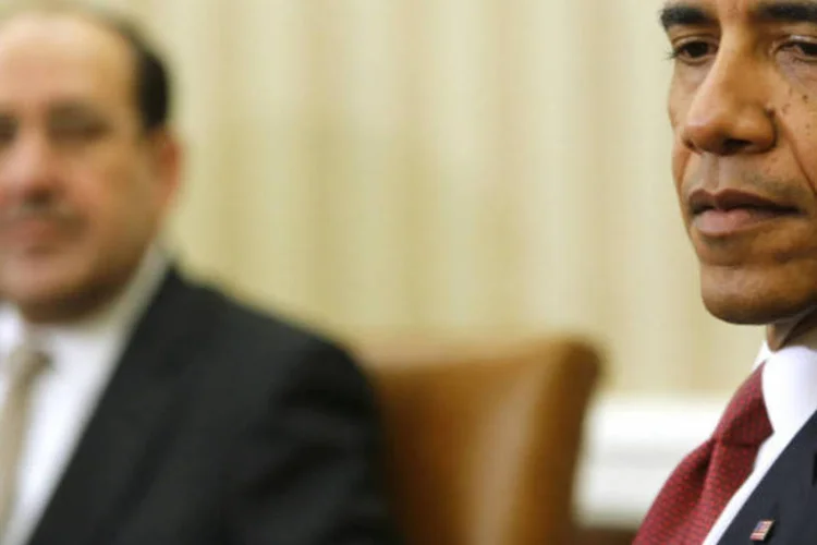 Barack Obama e Nouri al-Maliki durante reunião no Salão Oval dos Estados Unidos, em Washington (Jonathan Ernst/Reuters)