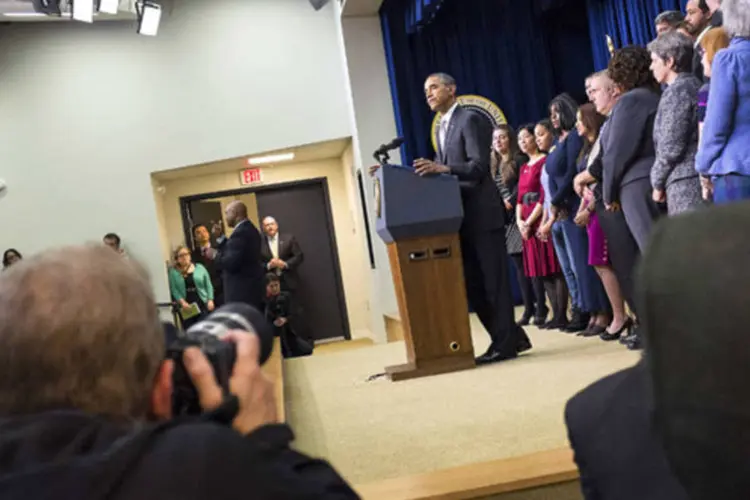 
	Presidente Barack Obama discursa sobre a lei de sa&uacute;de na Casa Branca, em Washington
 (Joshua Roberts/Reuters)