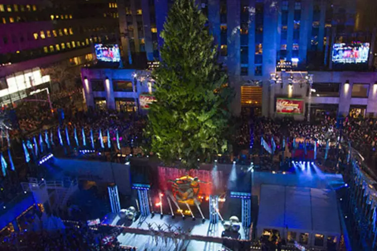 Festa de inauguração da árvore de natal do Rockefeller Center em Nova York, Estados Unidos (Keith Bedford/Reuters)
