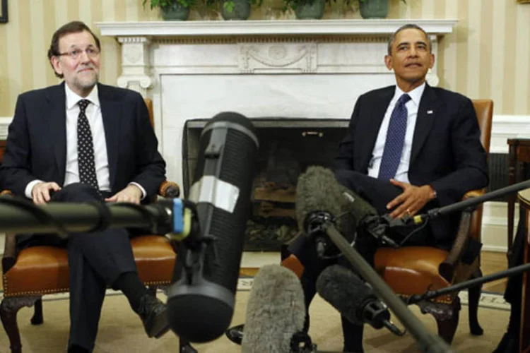 Presidente Barack Obama durante encontro com o primeiro-ministro da Espanha, Mariano Rajoy, na sala oval da Casa Branca, em Washington (Kevin Lamarque/Reuters)
