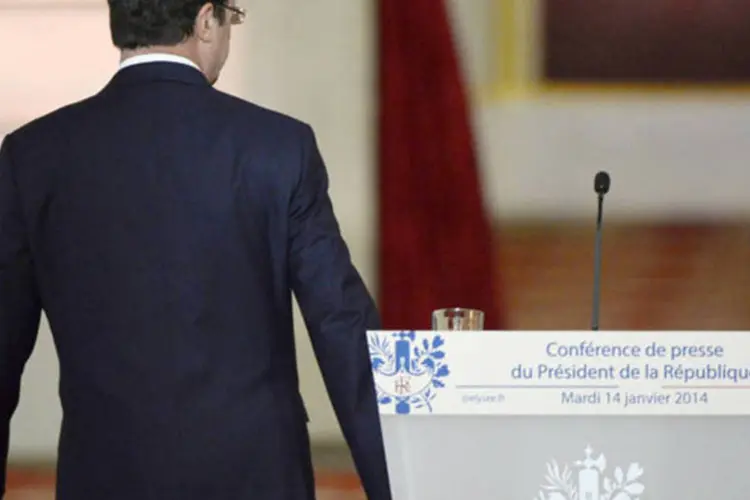 Presidente da França, François Hollande, após uma conferência de imprensa no Palácio Elysee, em Paris (Alain Jocard/Reuters)