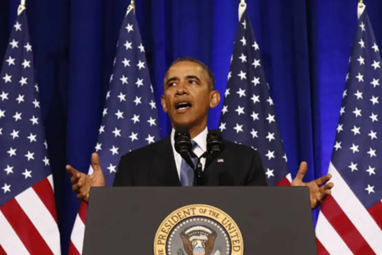 Presidente dos EUA, Barack Obama, fala sobre a Agência de Segurança Nacional do Departamento de Justiça em Washington, EUA (Kevin Lamarque/Reuters)