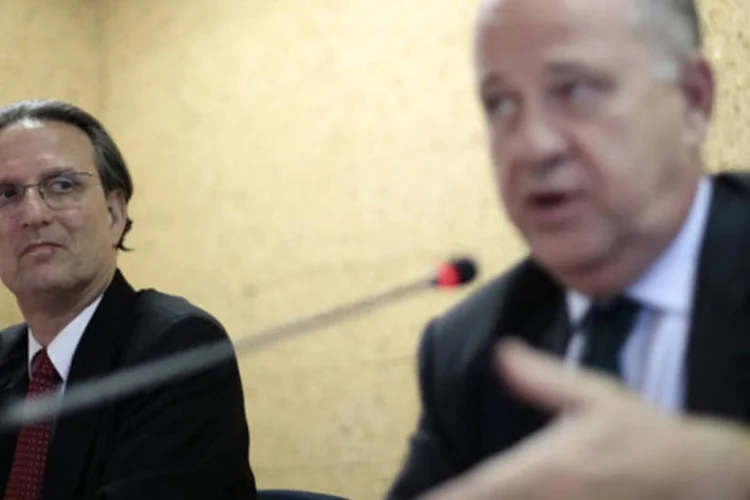 Presidente da Empresa de Pesquisa Energética (EPE), Maurício Tolmasquim, e o Marcio Zimmermann, secretário do Ministério de Minas e Energia, durante entrevista coletiva em Brasília (Ueslei Marcelino/Reuters)