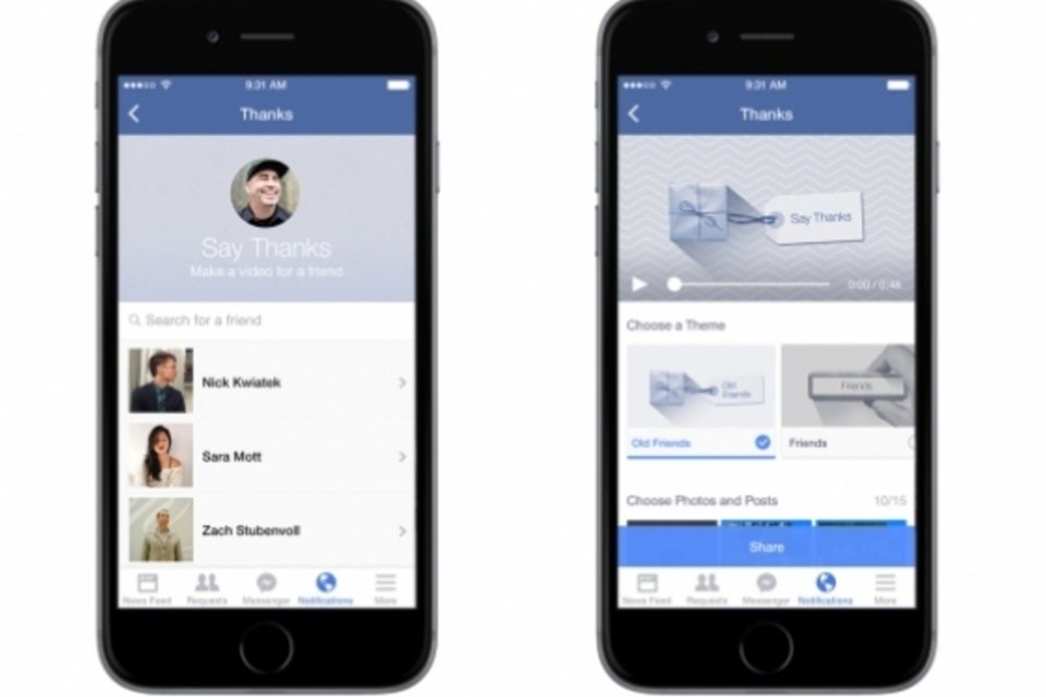 Facebook convida usuários a dizerem "obrigado" aos amigos