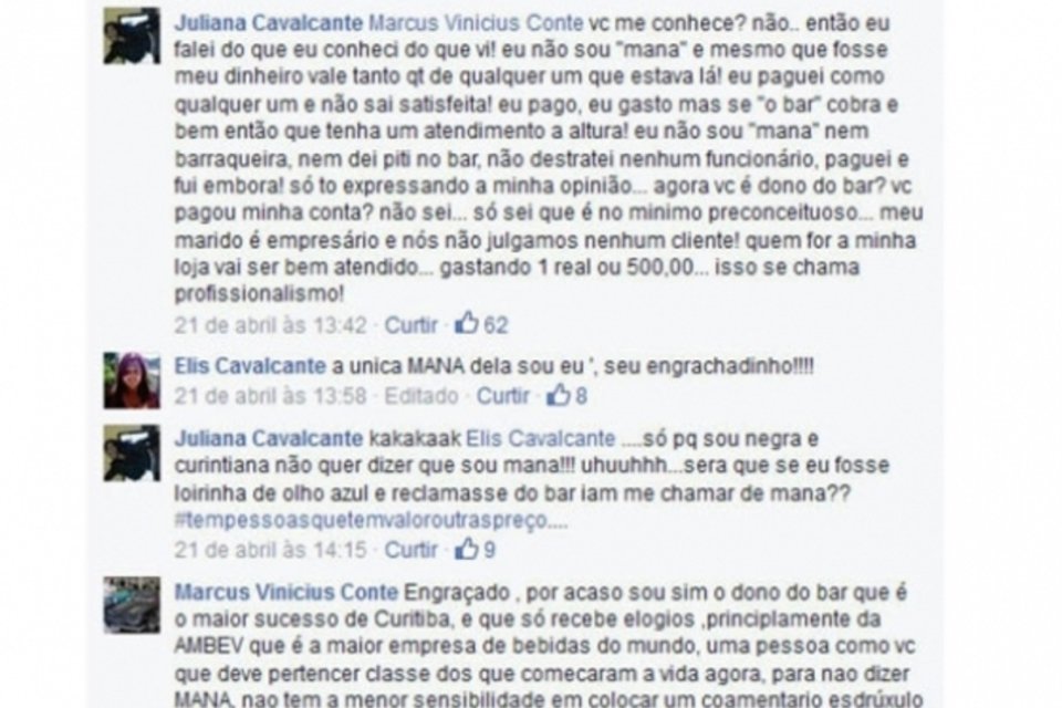 Dono de bar diz que não ofendeu cliente pelo Facebook