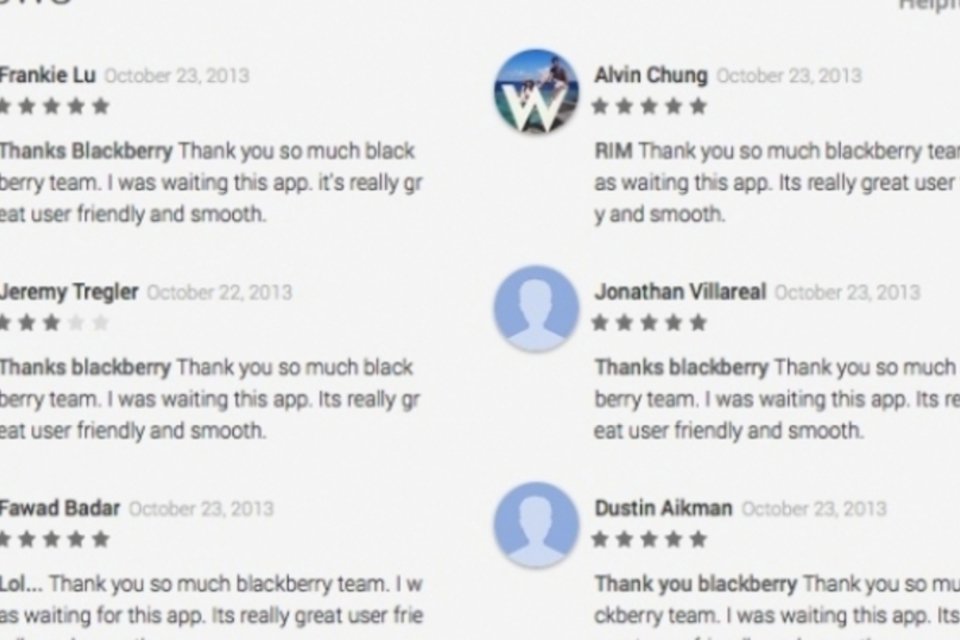 App da BlackBerry recebe dezenas de elogios 'falsos' na Play Store