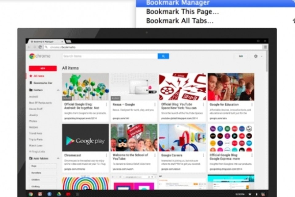 Nova versão do Chrome terá organizador de favoritos nativo