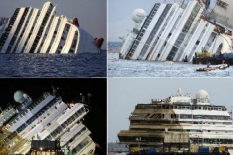 Costa Concordia volta a flutuar antes de seguir para Gênova