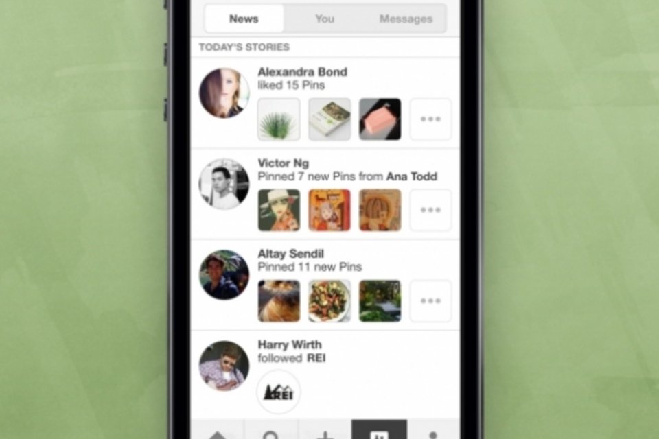 Pinterest agora tem aba de novidades em aparelhos móveis