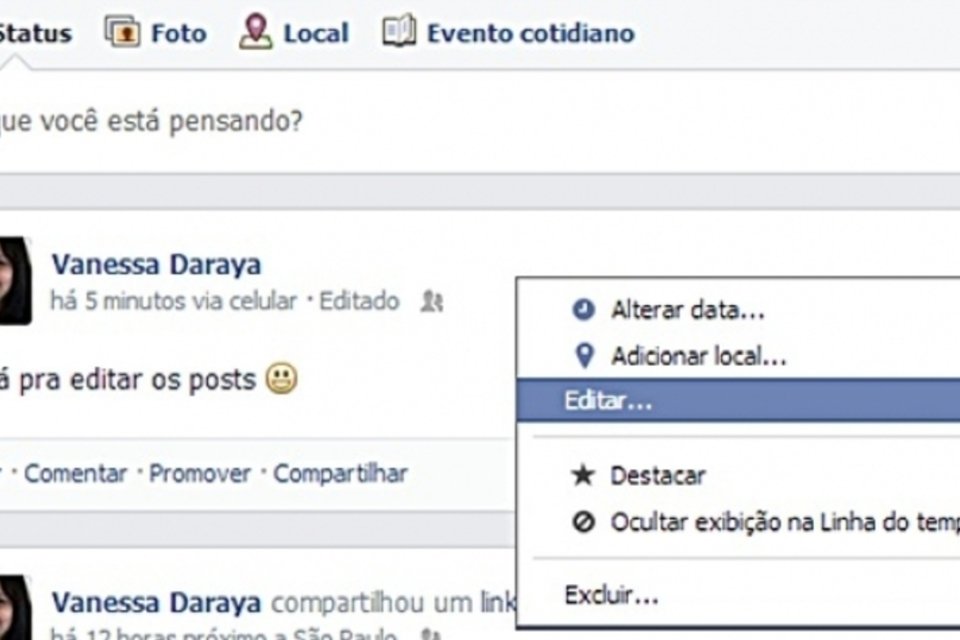 Facebook libera edição de posts