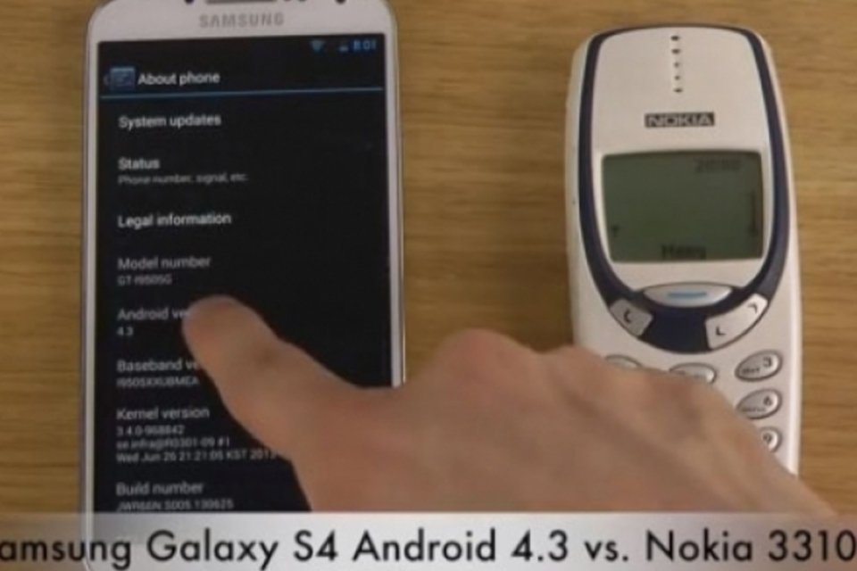 Vídeo compara velocidade do Samsung Galaxy S4 com o Nokia 3310