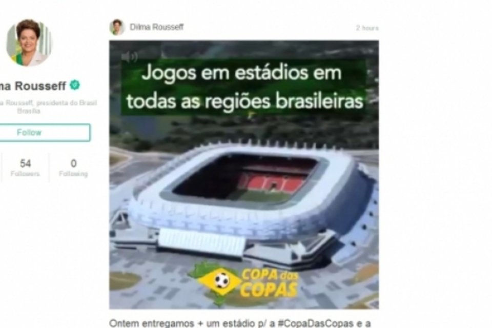 Presidente Dilma Rousseff estreia no Vine com vídeo sobre a Copa