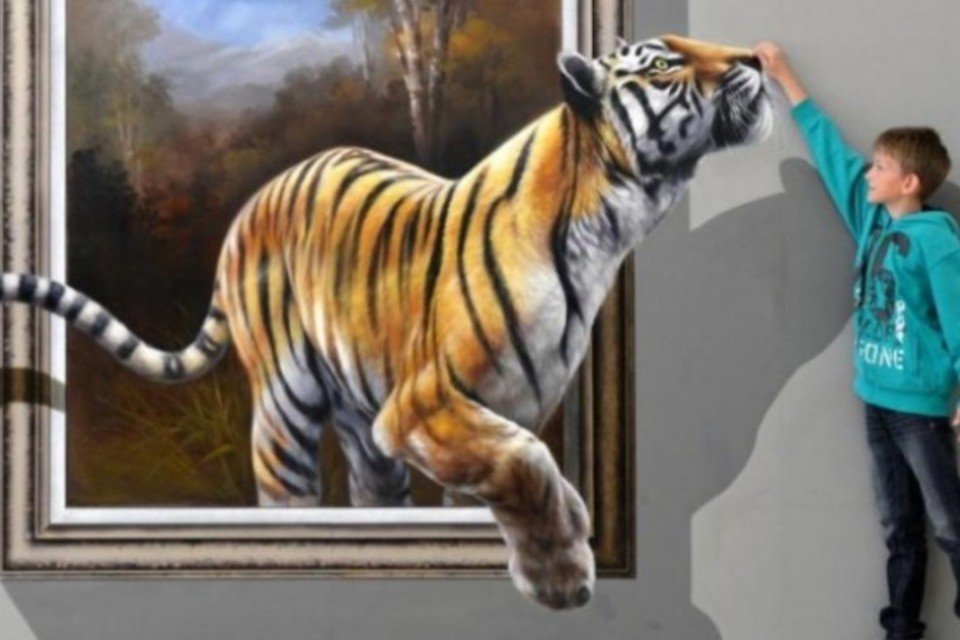 Exposição de pinturas em 3D brinca com imaginação na Alemanha