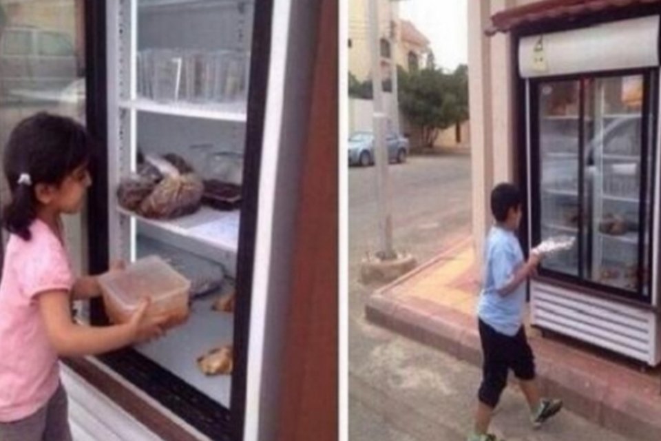 Saudita instala geladeira na rua para incentivar doação de alimentos