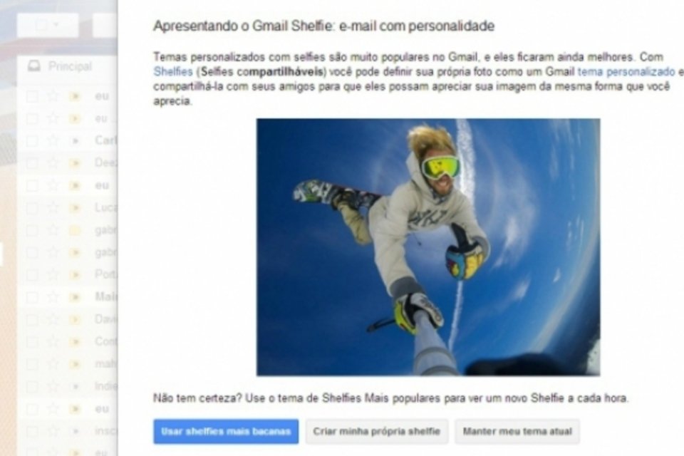 Gmail estreia página customizada com shelfie