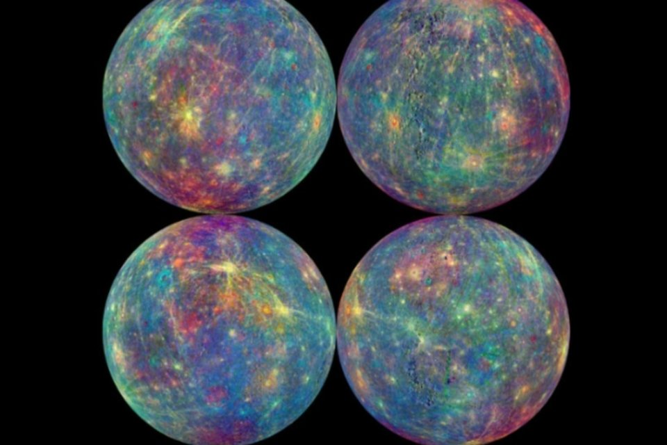 Novas imagens de Mercúrio mostram arco-íris de cores sobre o planeta