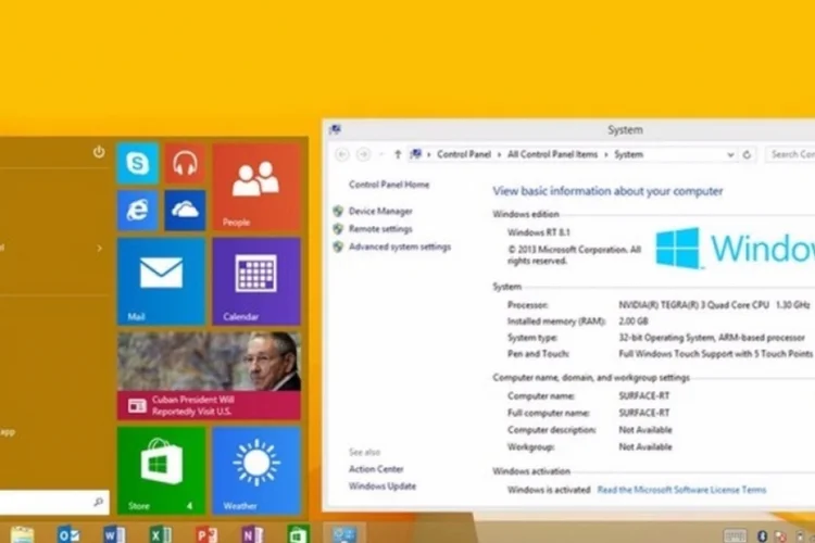 Windows RT Menu Iniciar (Reprodução)