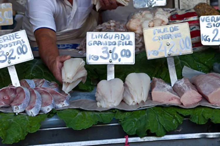 Banca de peixes na feira: a FecomercioSP destaca em novembro o recuo de 0,61% nos preços de Artigos para o Lar e altas nos grupos Alimentação e Bebidas (0,81%) (Dado Galdieri/Bloomberg)