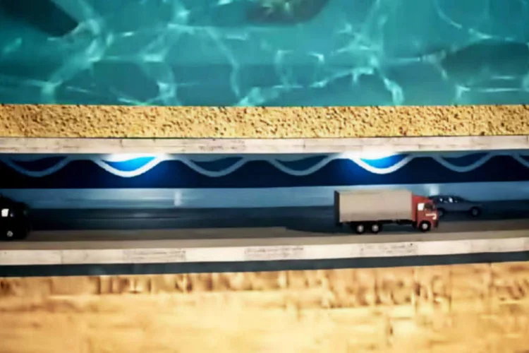 Ilustração do túnel Submerso: as suspeitas foram levantadas por um conjunto de empresas (DERSA São Paulo/YouTube)