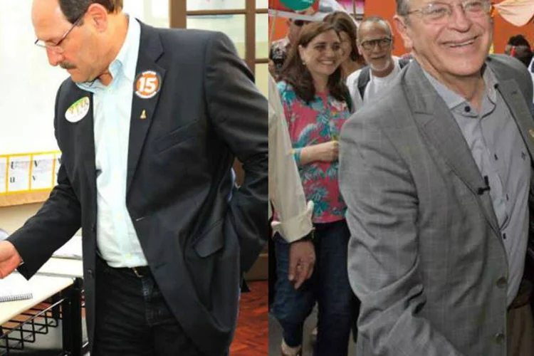 
	Tarso Genro e Jos&eacute; Ivo Sartori: a taxa de rejei&ccedil;&atilde;o a Sartori est&aacute; em 20%, e a de Tarso &eacute; de 41%
 (Caco Argemi UPPRS/ Divulgação Site PMDB/Montagem Exame.com)