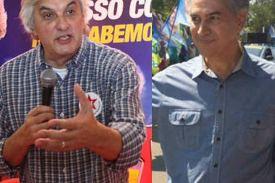 
	Delc&iacute;dio Amaral e Reinaldo Azambuja: boataria contamina at&eacute; o discurso dos candidatos
 (Divulgação Facebook/ Montagem Exame.com)