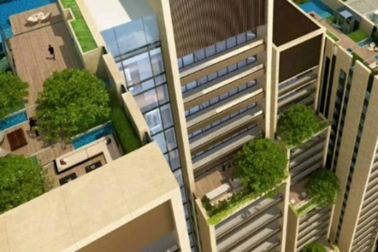 Nível mais alto da torre residencial vai fornecer um conjunto de lojas, cafés, restaurantes, um ginásio, uma galeria de arte e jardins públicos (Divulgação/3Beirut)